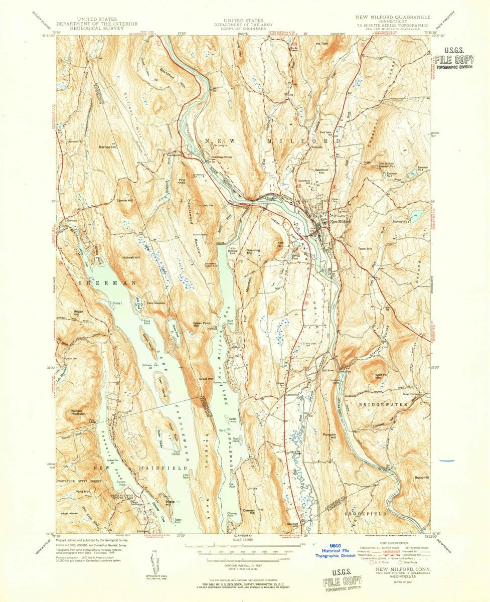 1951 New Milford, CT - Connecticut - USGS Topographic Map