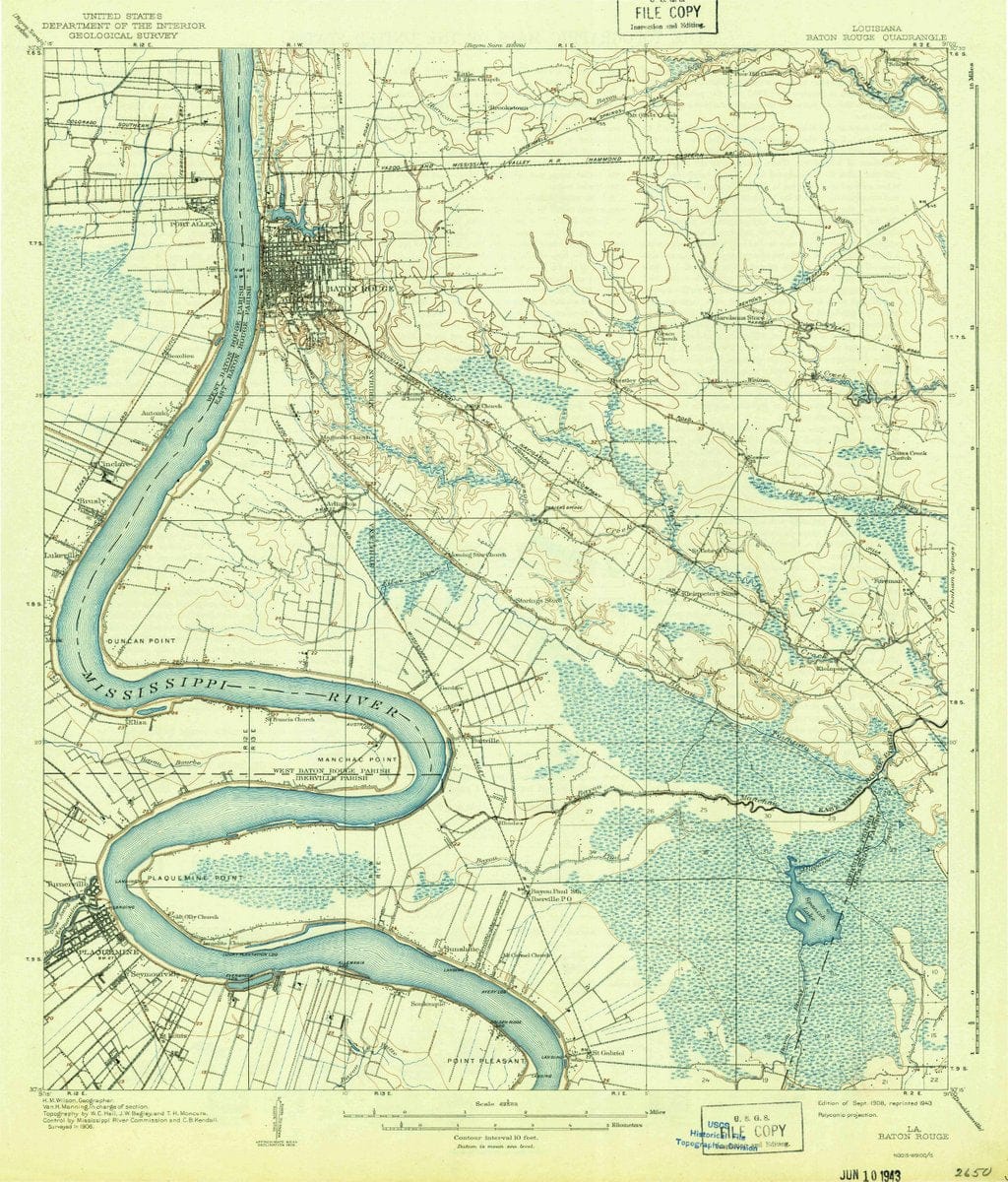 1908 Baton Rouge, LA - Louisiana - USGS Topographic Map