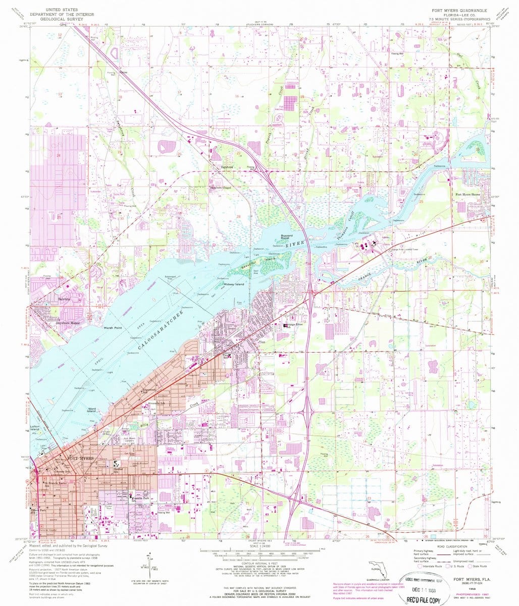 1958 Fort Myers, FL - Florida - USGS Topographic Map v4