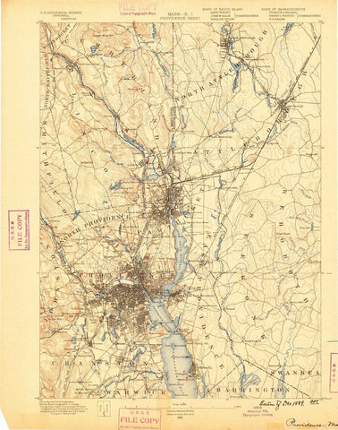 1889 Providence, RI  - Rhode Island - USGS Topographic Map
