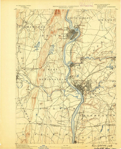 1889 Springfield, MA  - Massachusetts - USGS Topographic Map