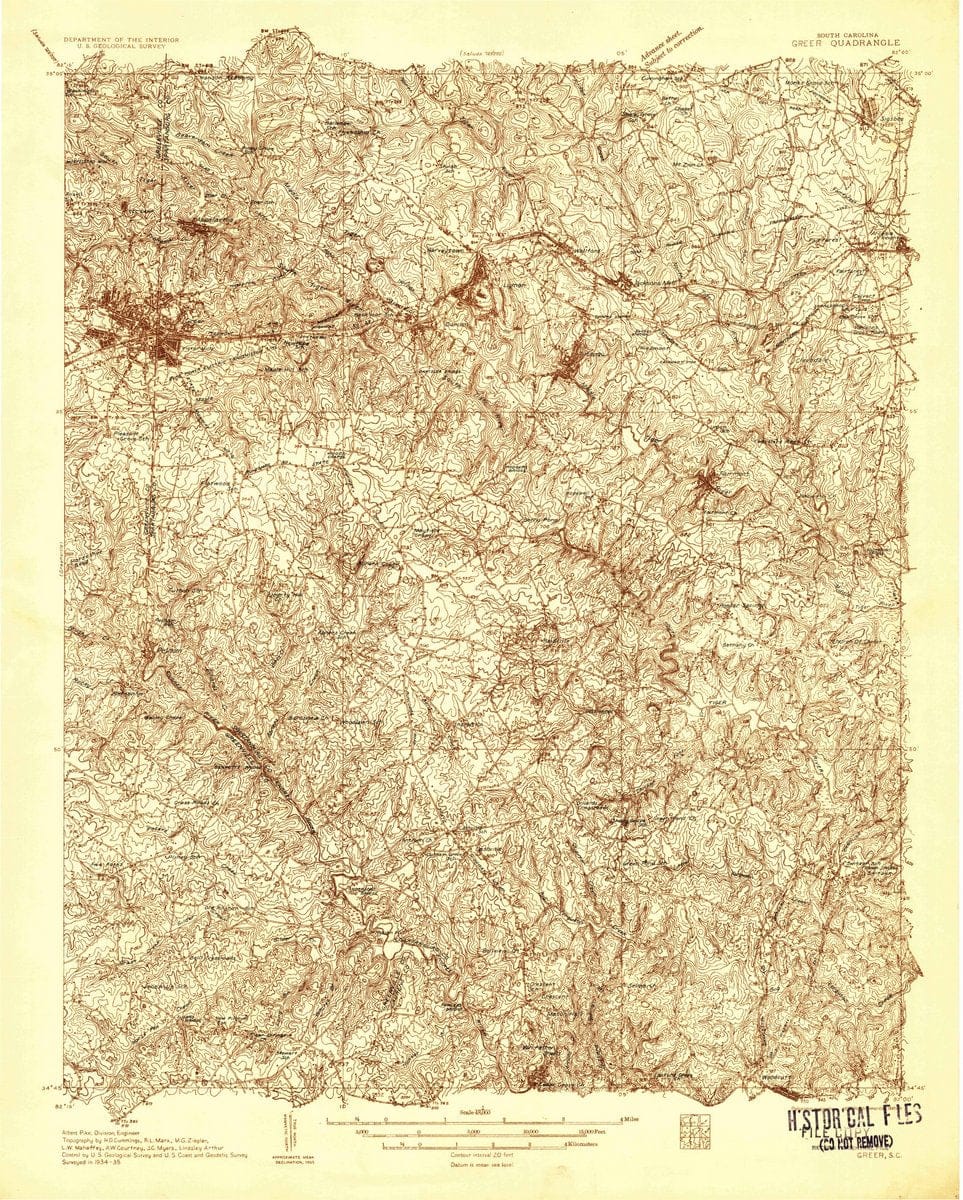 1935 Greer, SC - South Carolina - USGS Topographic Map