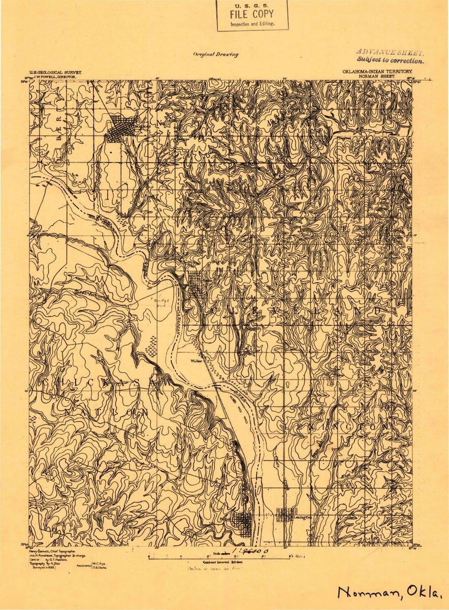 1893 Norman, OK - Oklahoma - USGS Topographic Map v2