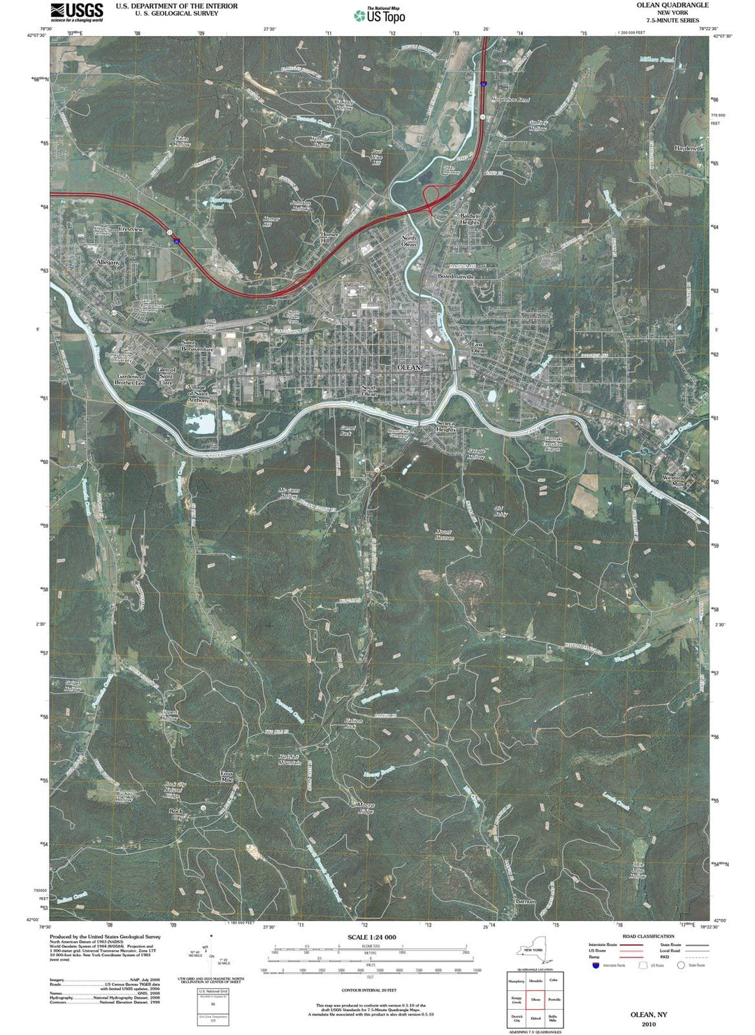 2010 Olean, NY - New York - USGS Topographic Map