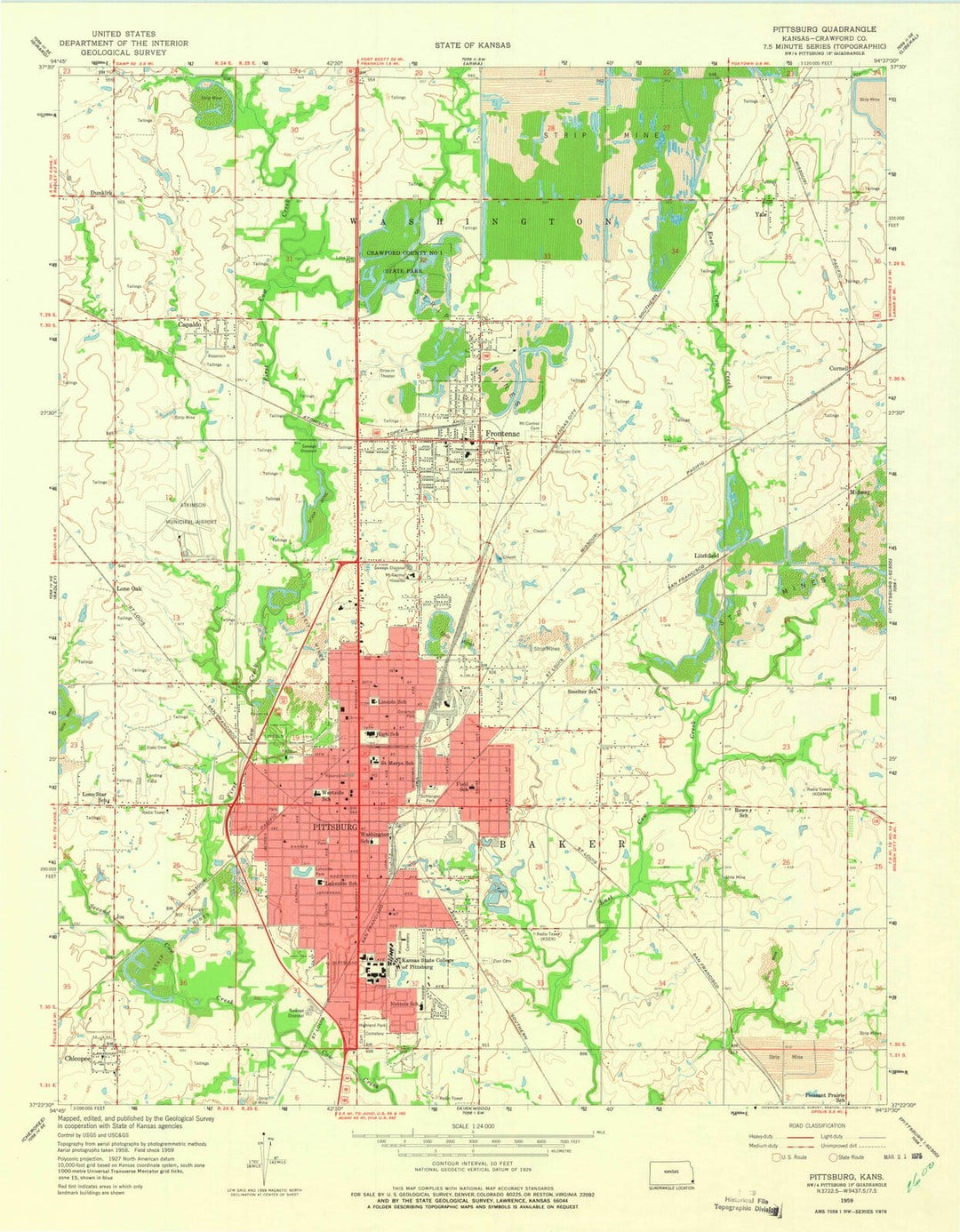 1959 Pittsburg, KS - Kansas - USGS Topographic Map