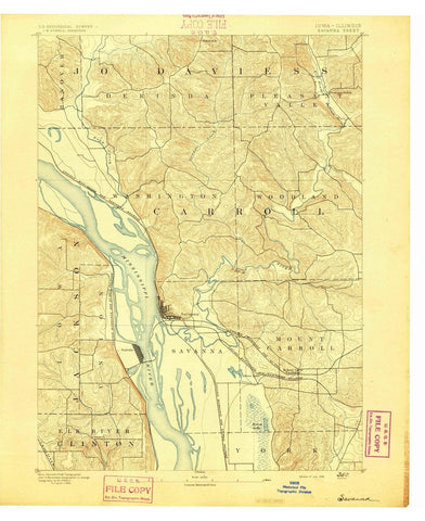 1892 Savanna, IL - Illinois - USGS Topographic Map