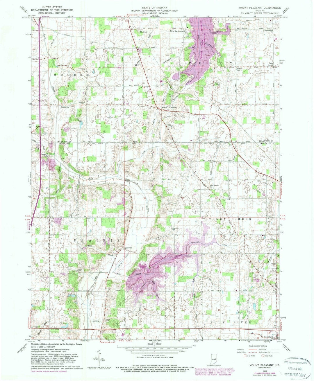 1960 Mount Pleasant, in - Indiana - USGS Topographic Map