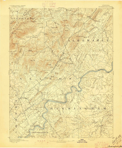 1892 Buckingham, VA - Virginia - USGS Topographic Map