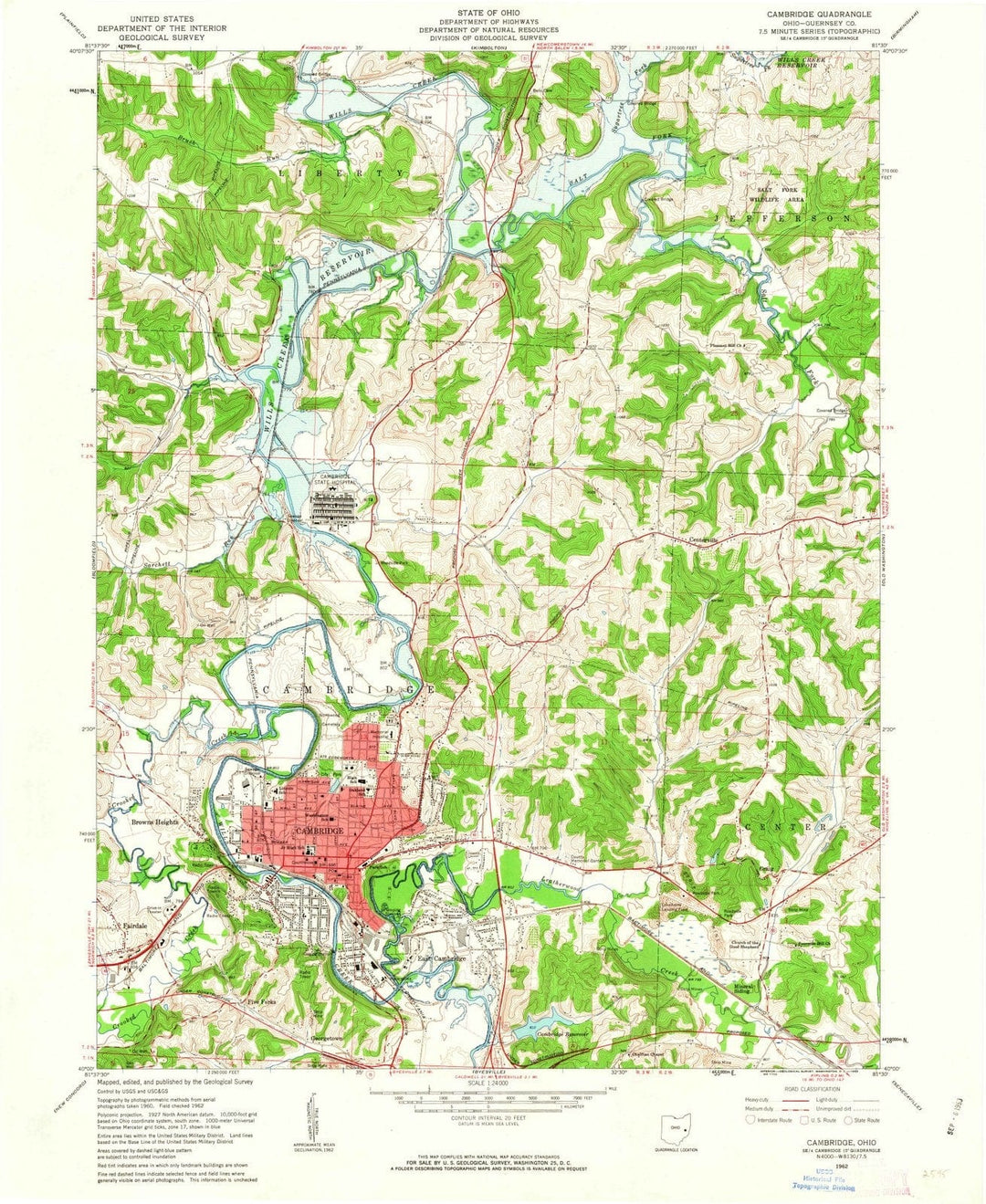 1962 Cambridge, OH - Ohio - USGS Topographic Map