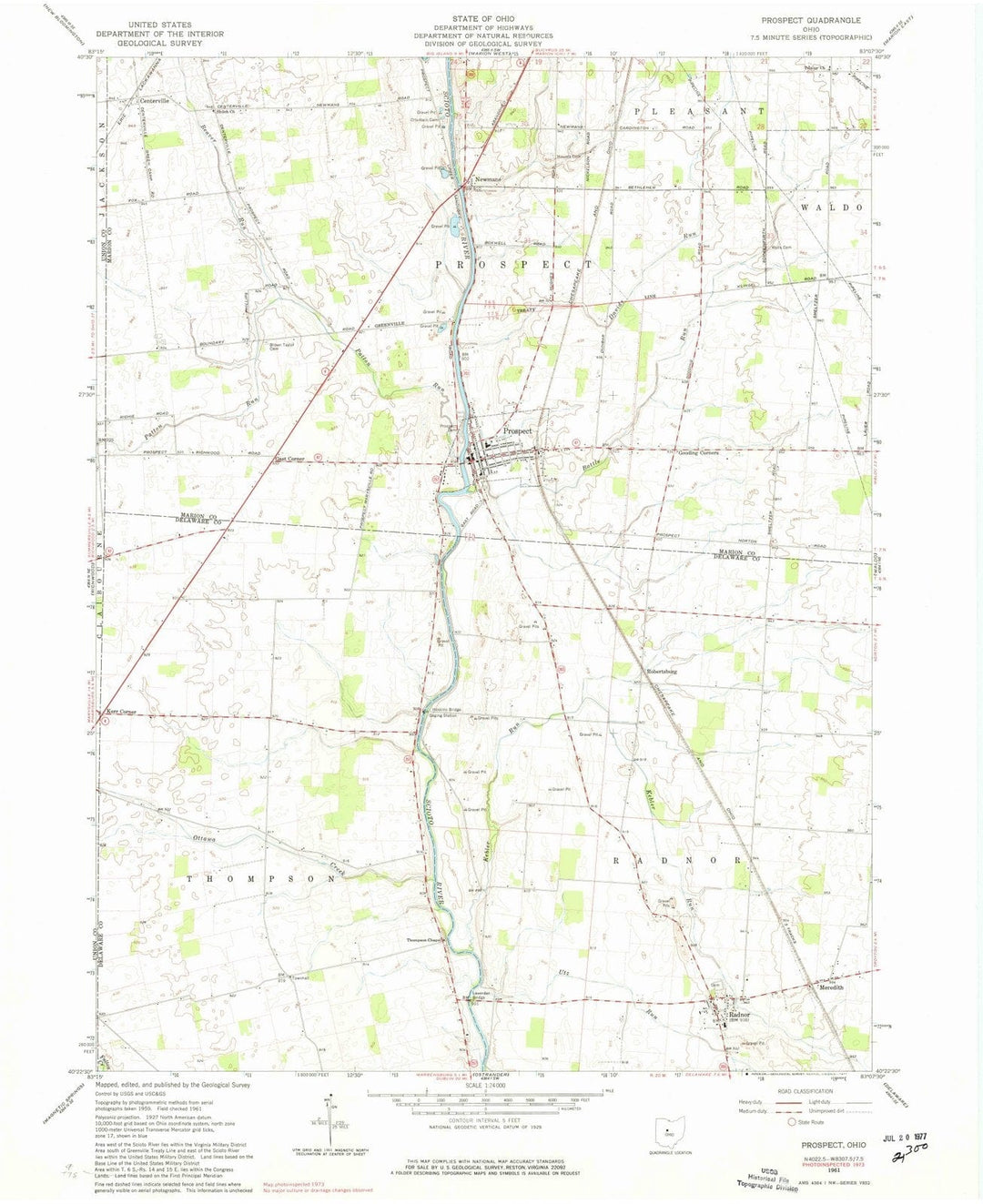 1961 Prospect, OH - Ohio - USGS Topographic Map