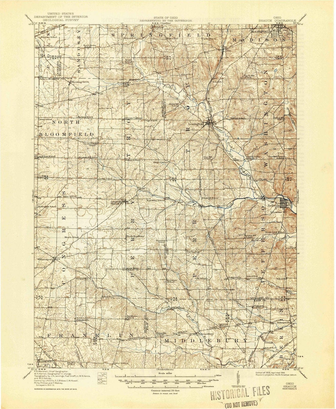 1915 Shauck, OH - Ohio - USGS Topographic Map