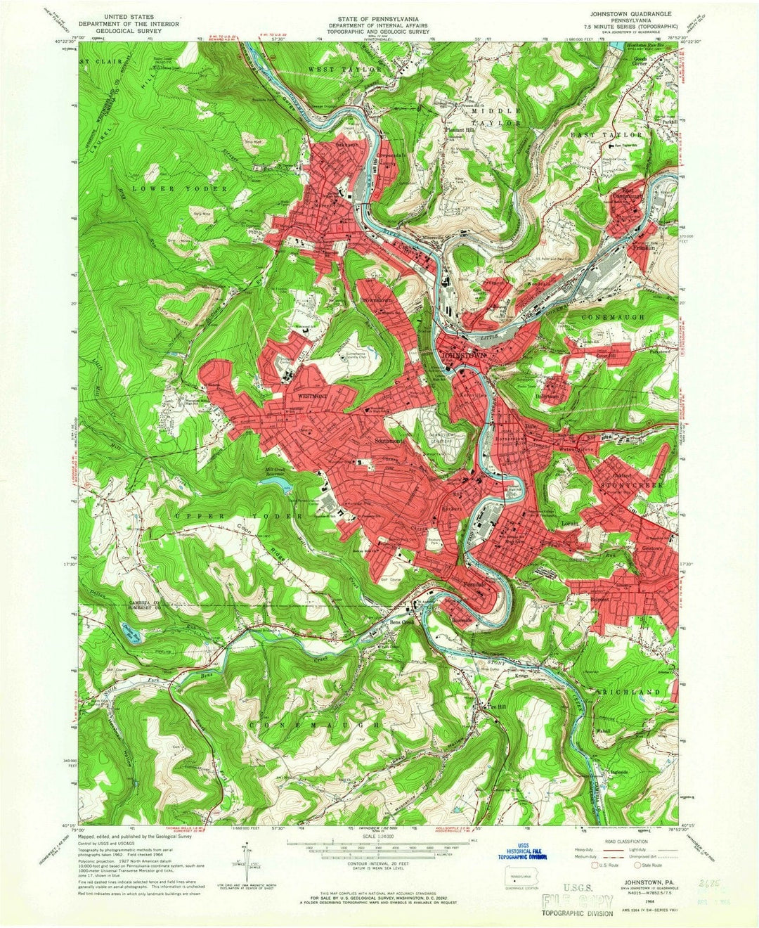 1964 Johnstown, PA - Pennsylvania - USGS Topographic Map