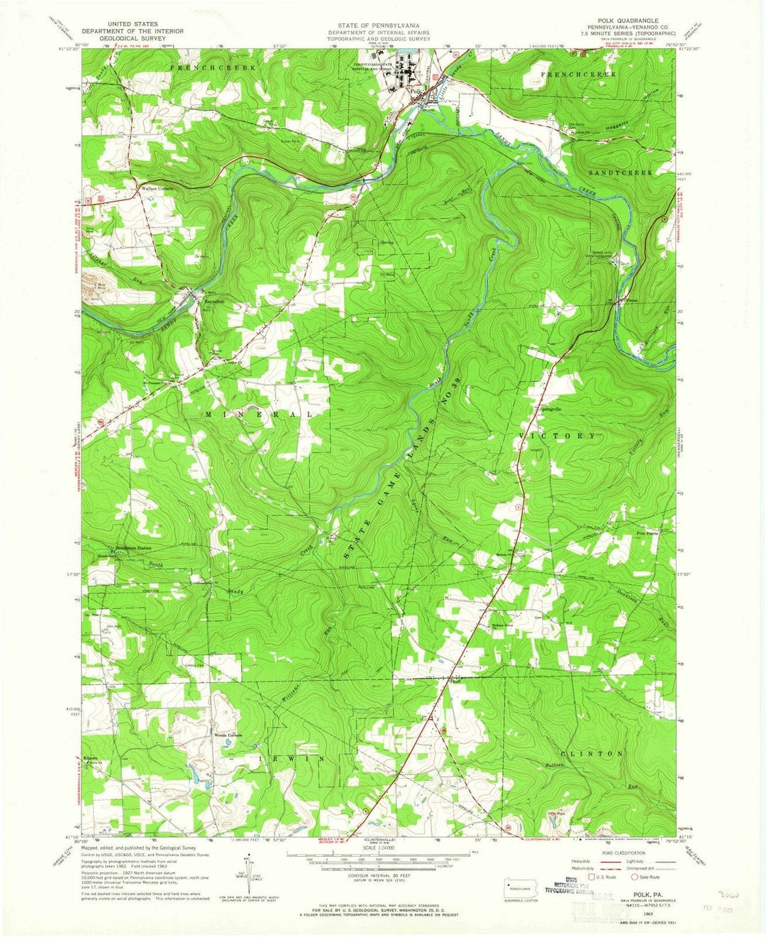 1963 Polk, PA - Pennsylvania - USGS Topographic Map