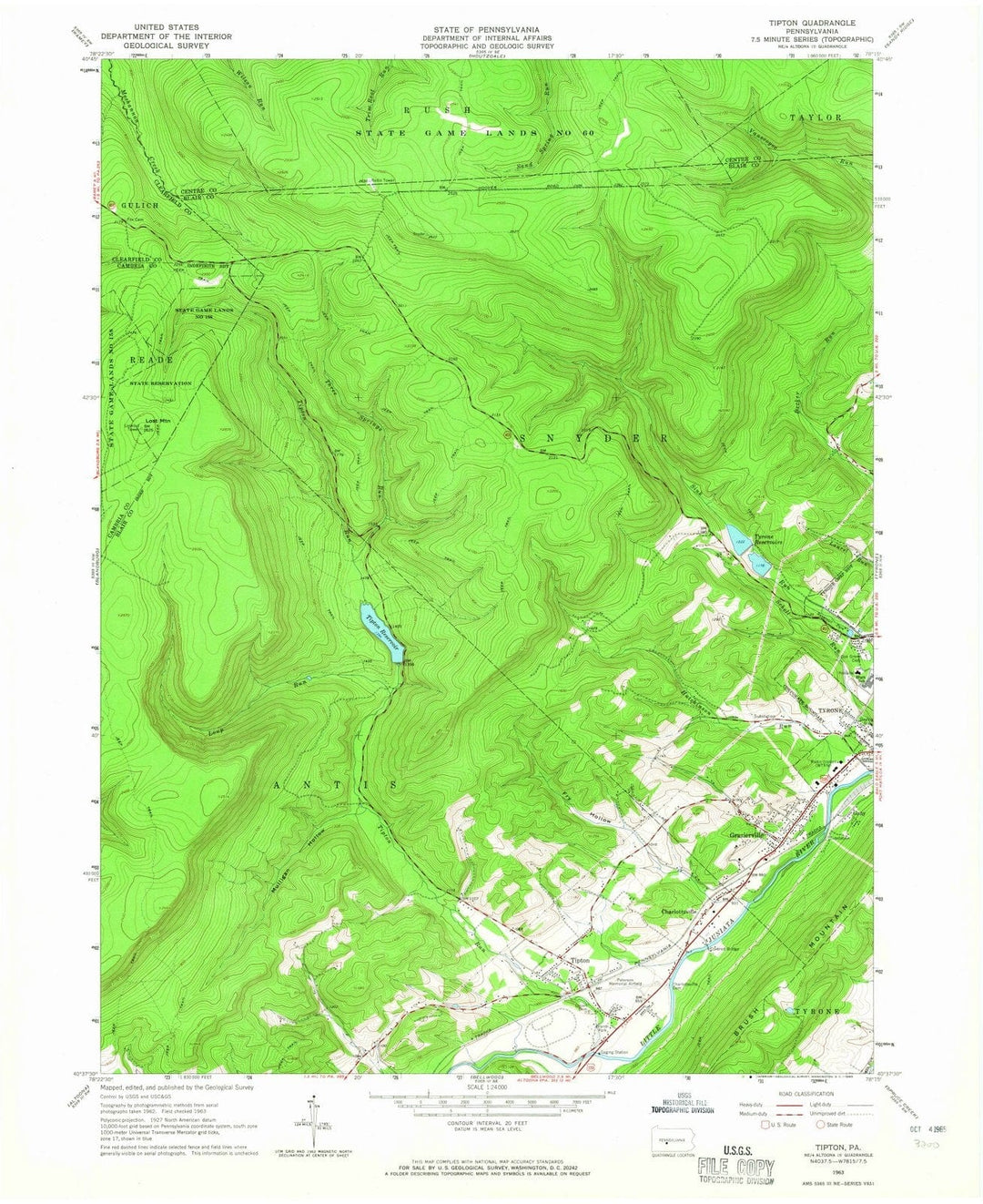 1963 Tipton, PA - Pennsylvania - USGS Topographic Map