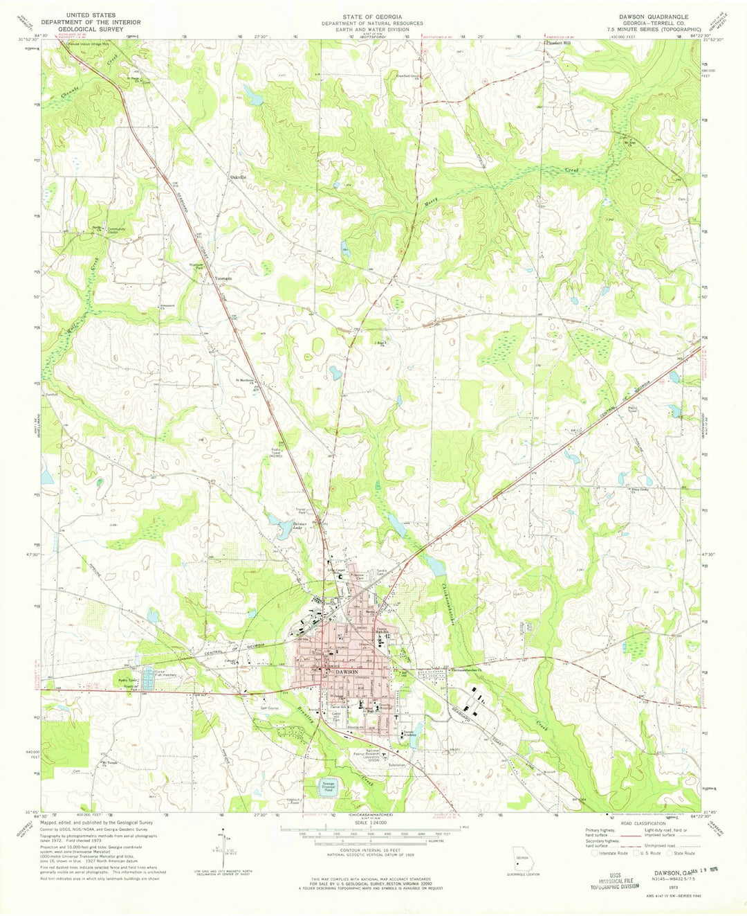 1973 Dawson, GA - Georgia - USGS Topographic Map