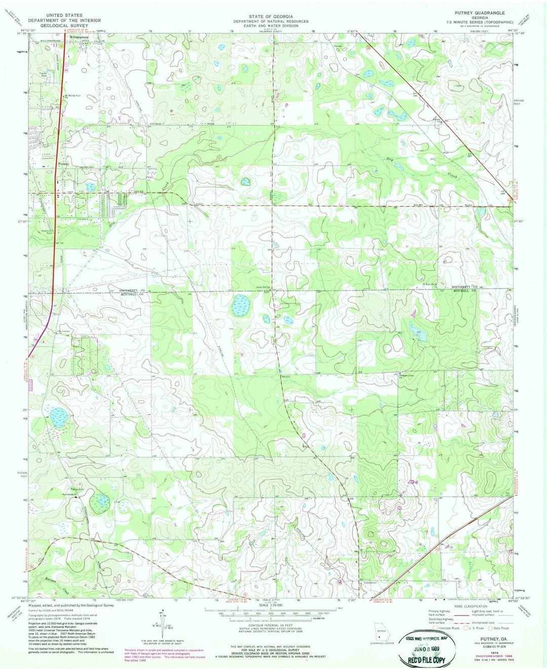 1974 Putney, GA - Georgia - USGS Topographic Map