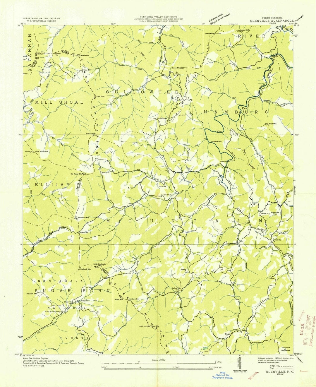 1935 Glenville, NC - North Carolina - USGS Topographic Map