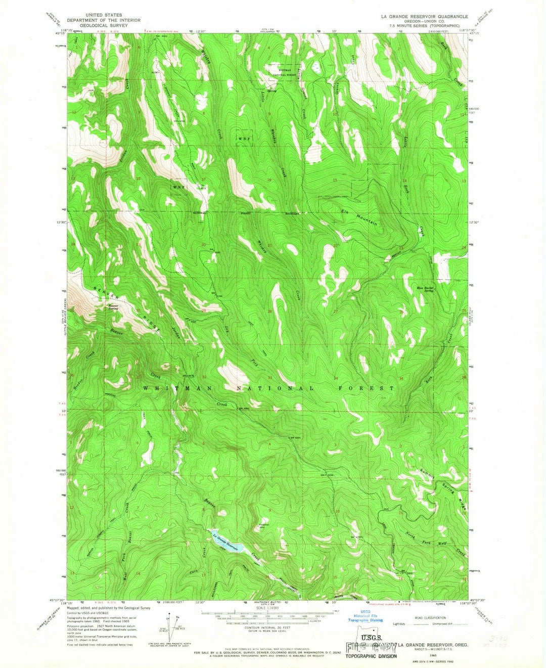1965 La Grande, OR - Oregon - USGS Topographic Map