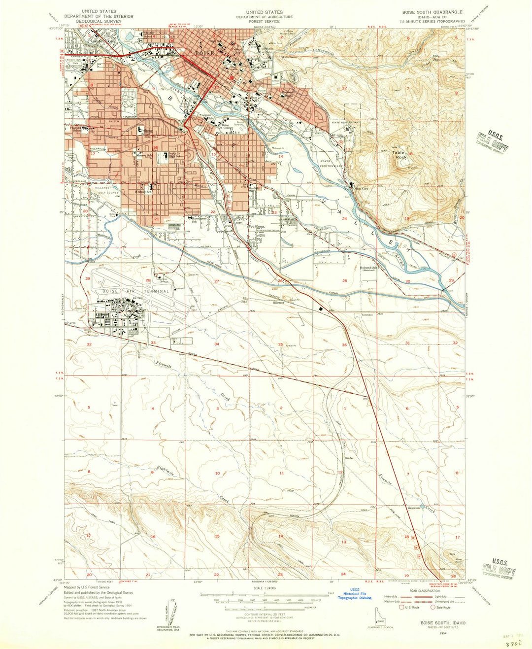 1954 Boise South, ID - Idaho - USGS Topographic Map
