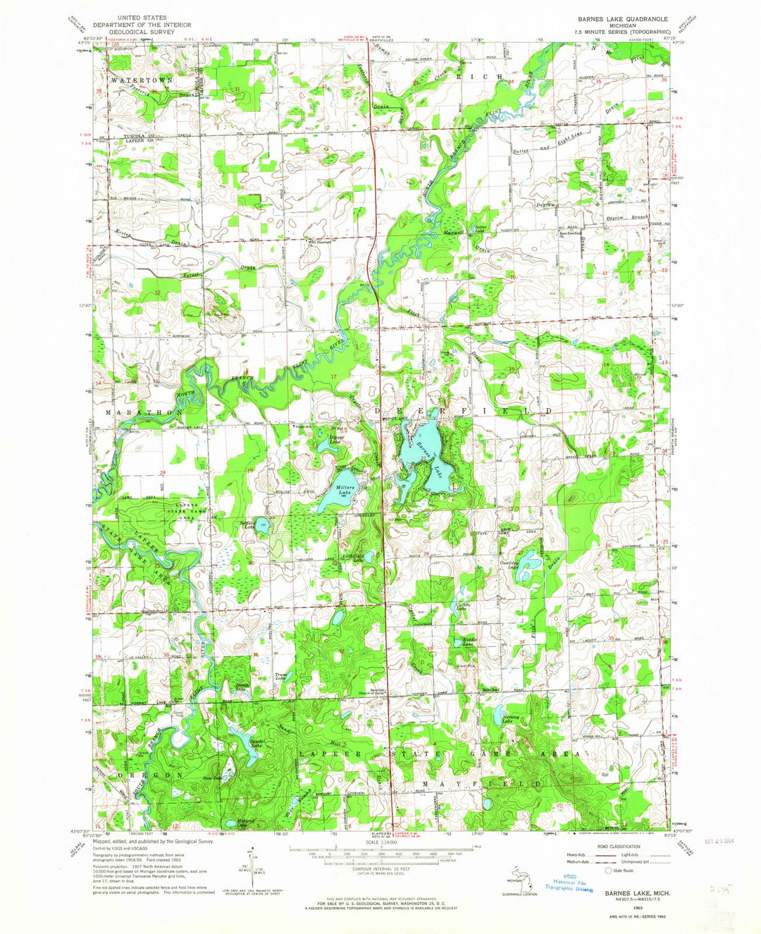 1963 Barnes Lake, MI - Michigan - USGS Topographic Map