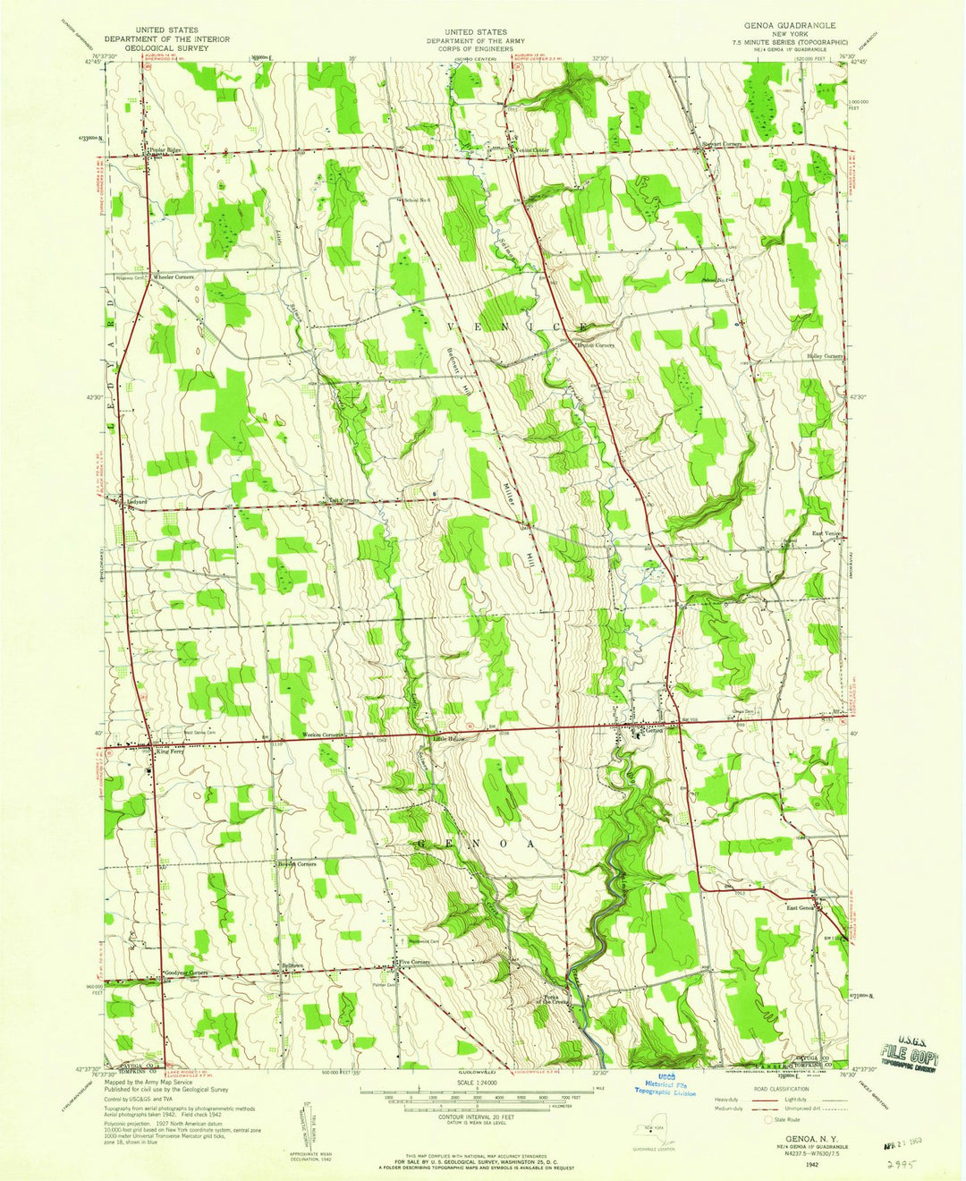 1942 Genoa, NY - New York - USGS Topographic Map