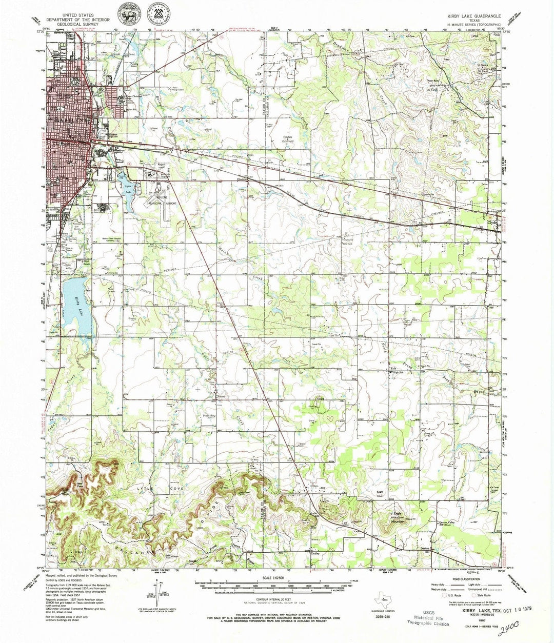 1957 Kirby Lake, TX - Texas - USGS Topographic Map