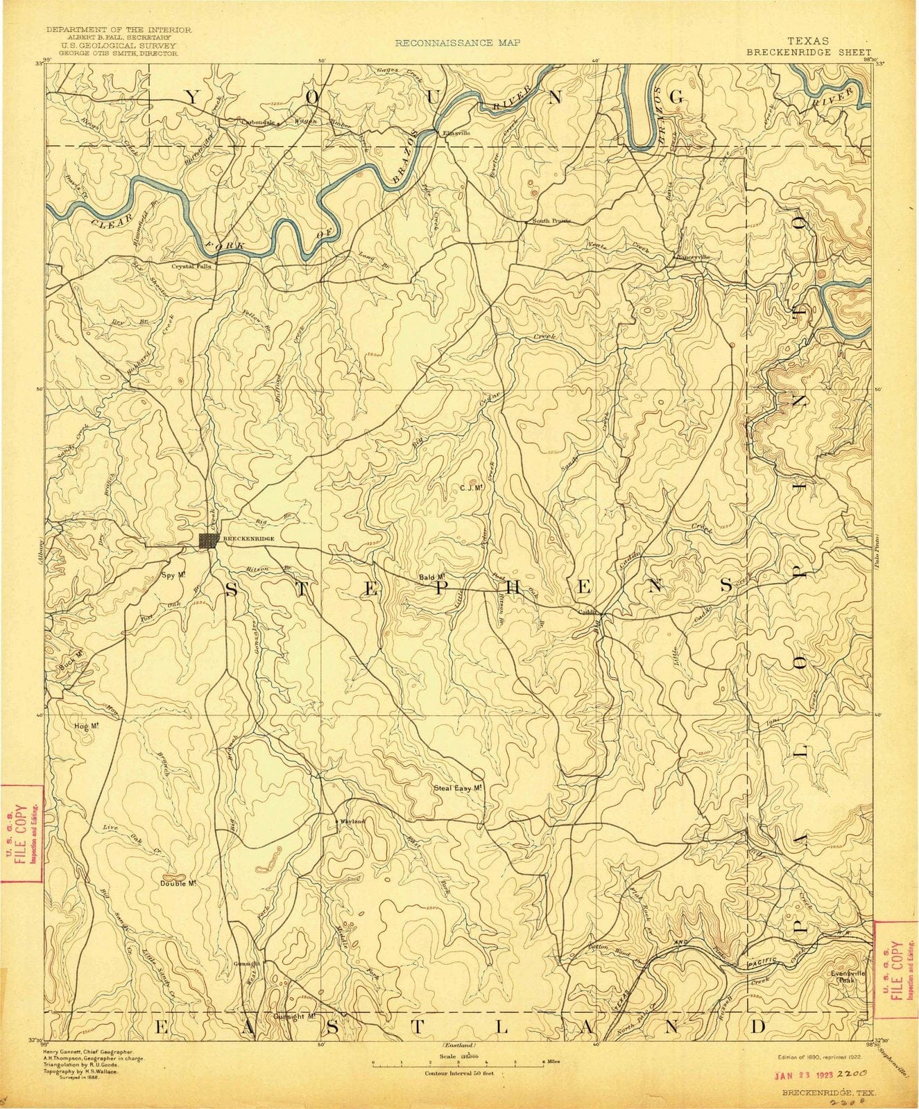 1890 Breckenridge, TX - Texas - USGS Topographic Map