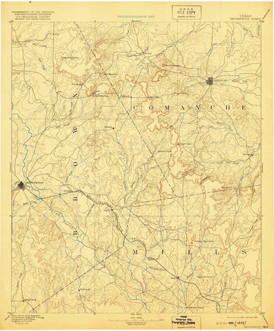 1889 Brownwood, TX - Texas - USGS Topographic Map