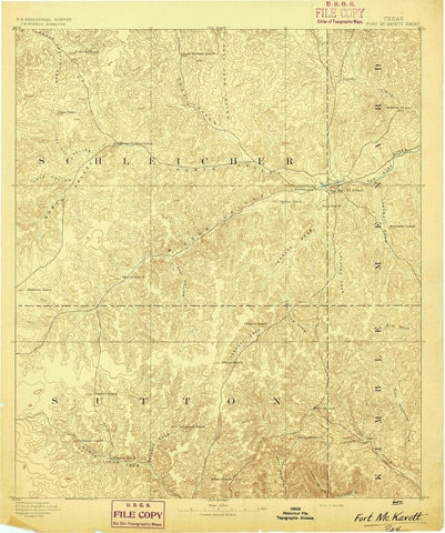 1893 Fort McKavett, TX - Texas - USGS Topographic Map