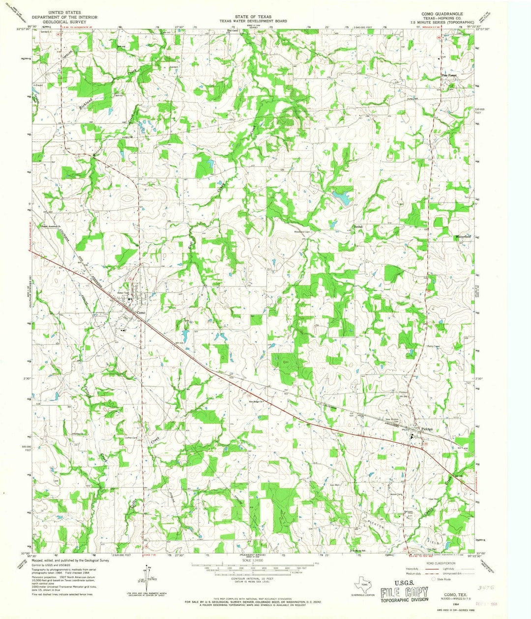 1964 Como, TX - Texas - USGS Topographic Map