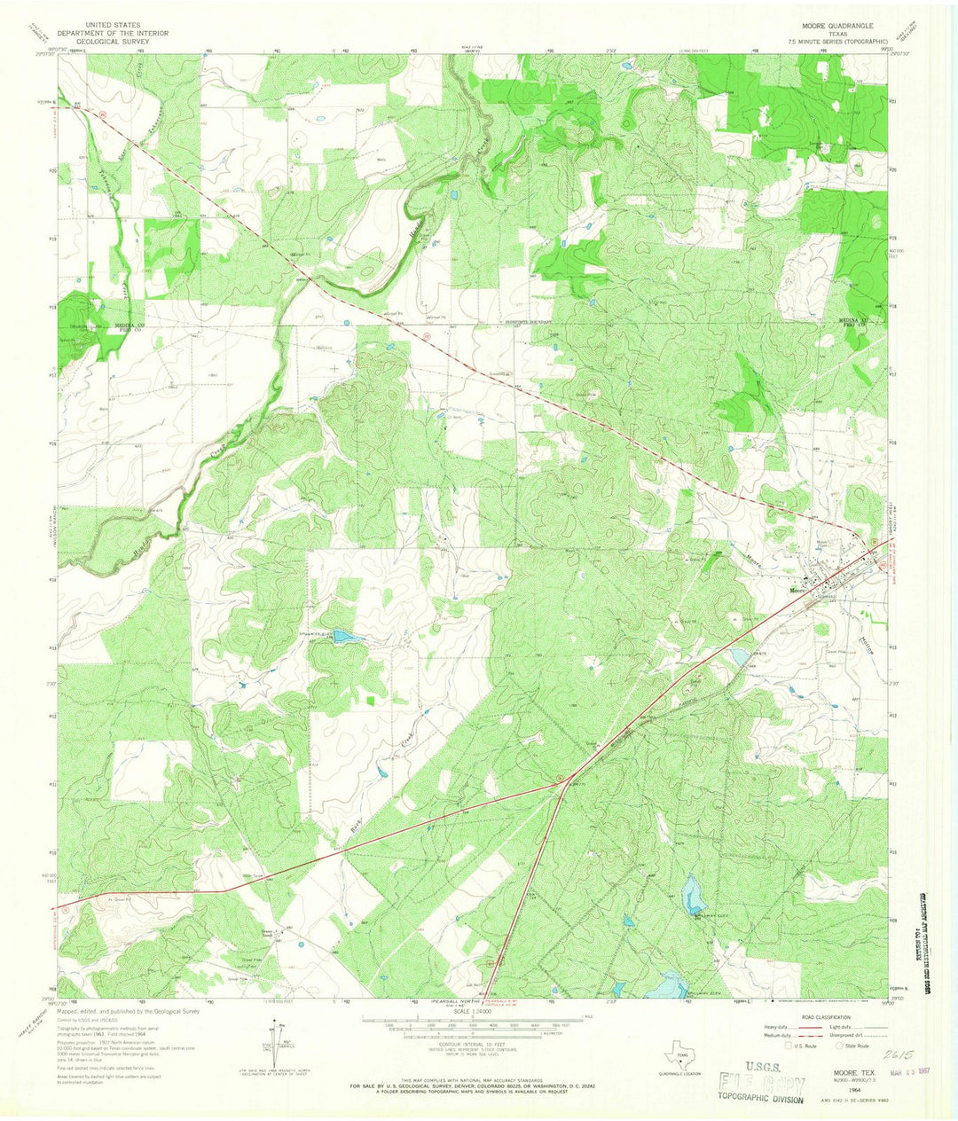 1964 Moore, TX - Texas - USGS Topographic Map