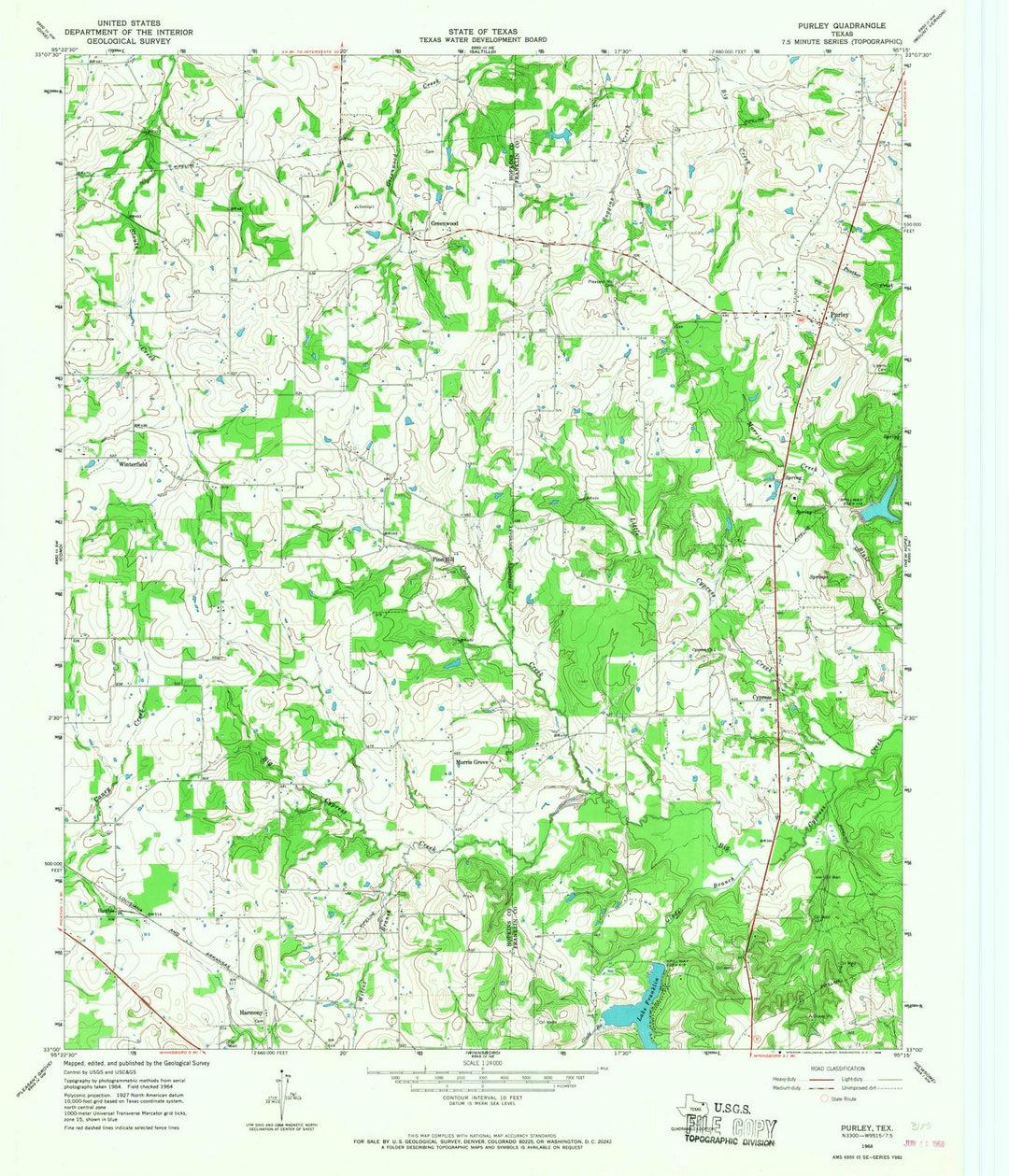 1964 Purley, TX - Texas - USGS Topographic Map