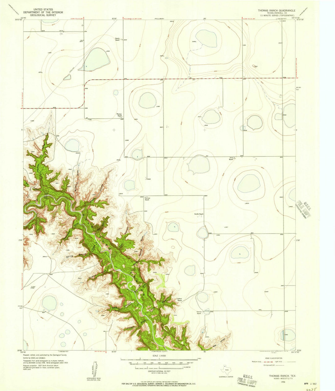 1956 Thomas Ranch, TX - Texas - USGS Topographic Map