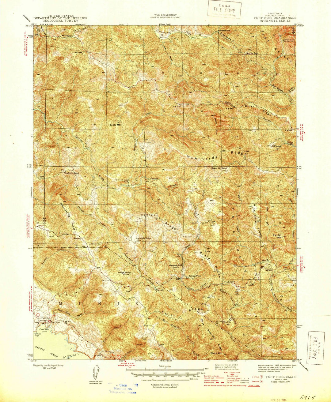 1944 Fort Ross, CA - California - USGS Topographic Map