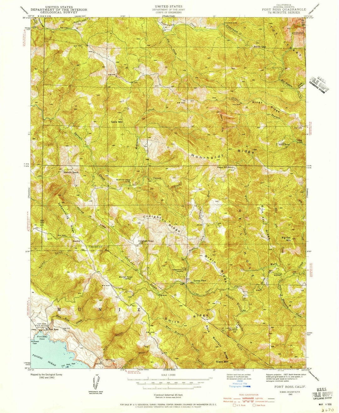 1943 Fort Ross, CA - California - USGS Topographic Map