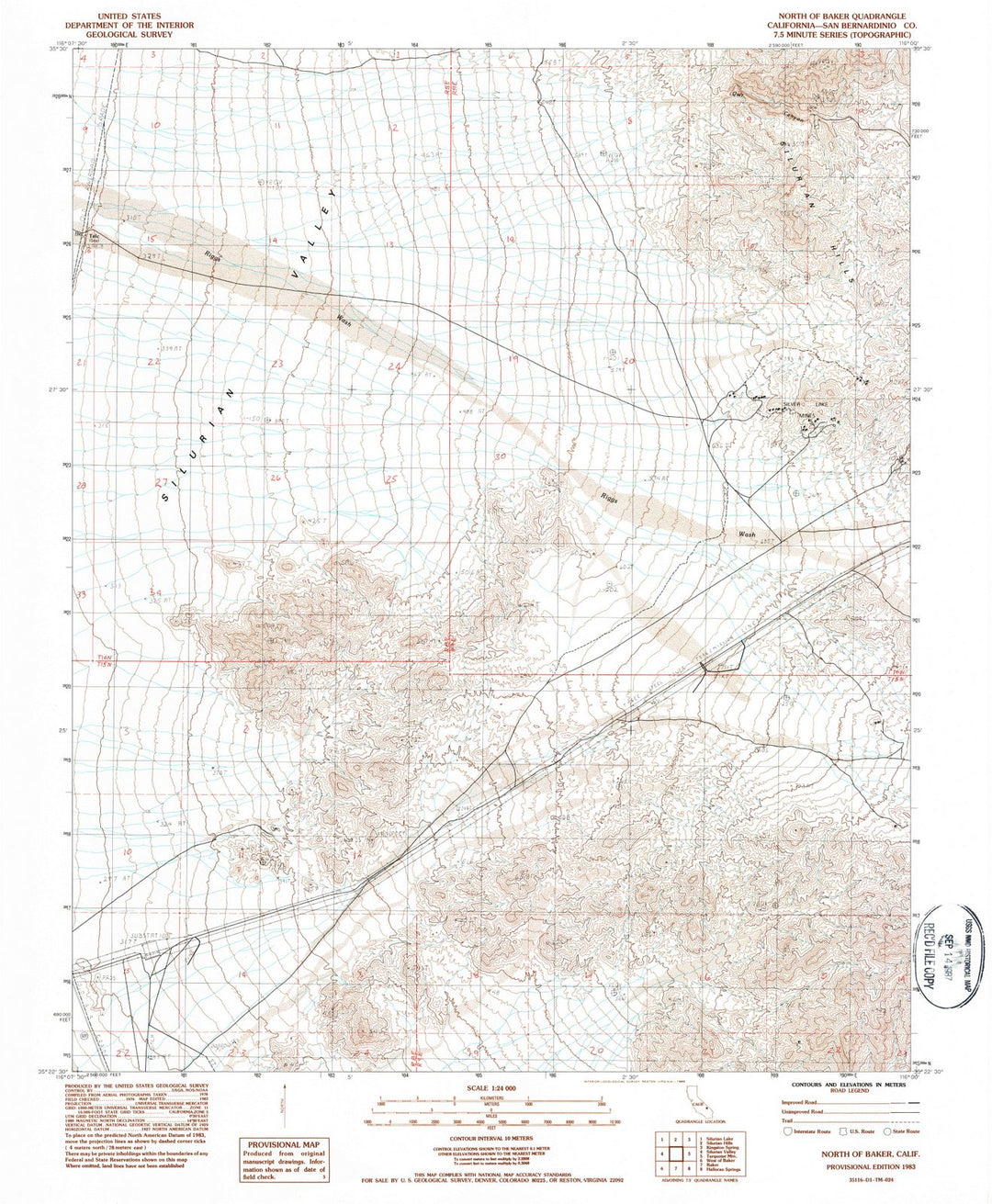 1983 North of Baker, CA - California - USGS Topographic Map