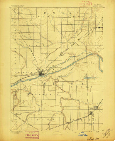 1892 Morris, IL - Illinois - USGS Topographic Map
