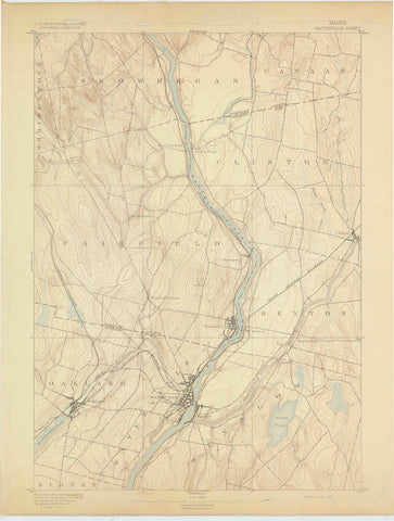 1892 Waterville, ME - Maine - USGS Topographic Map