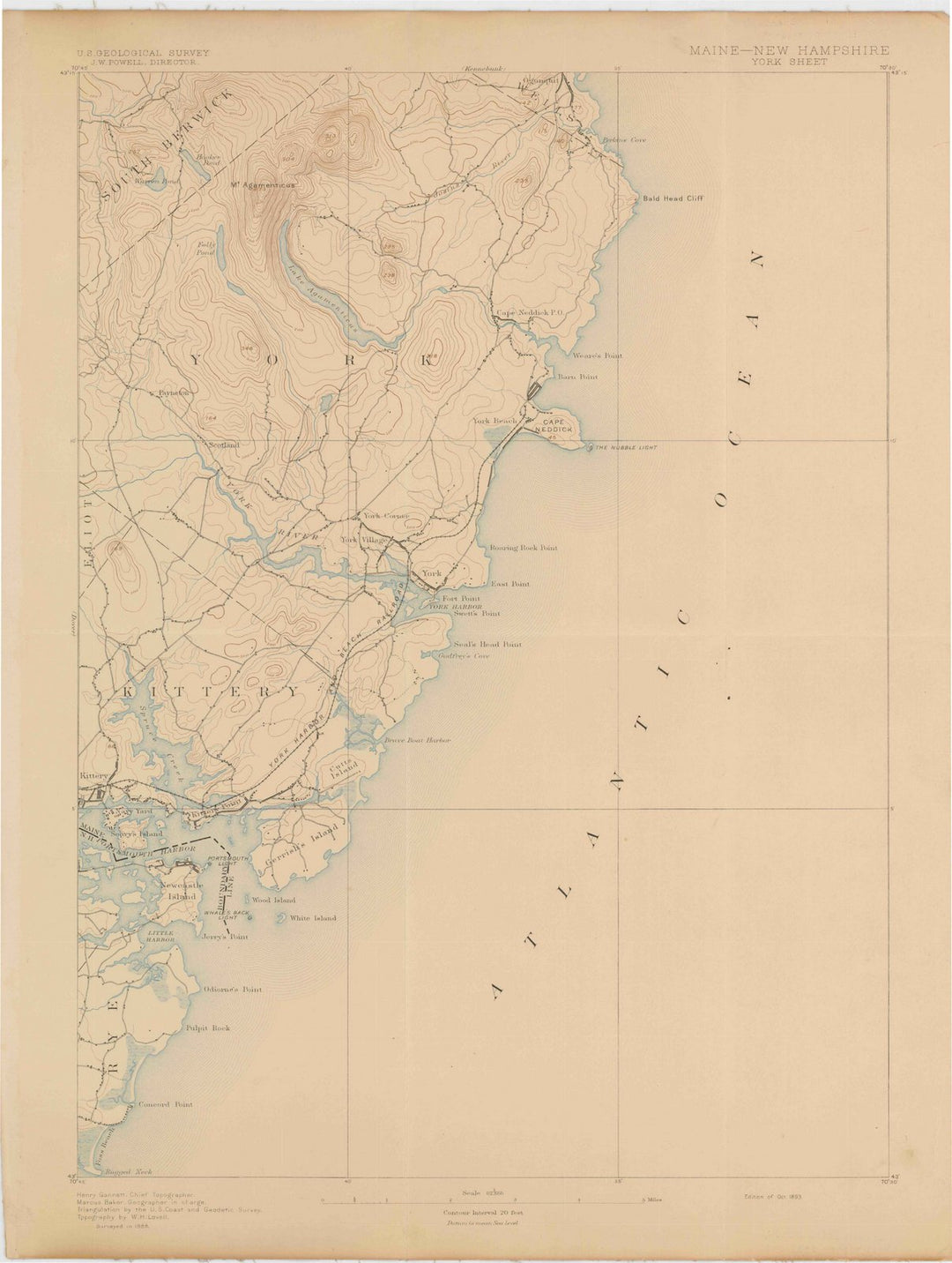 1893 York, ME - Maine - USGS Topographic Map