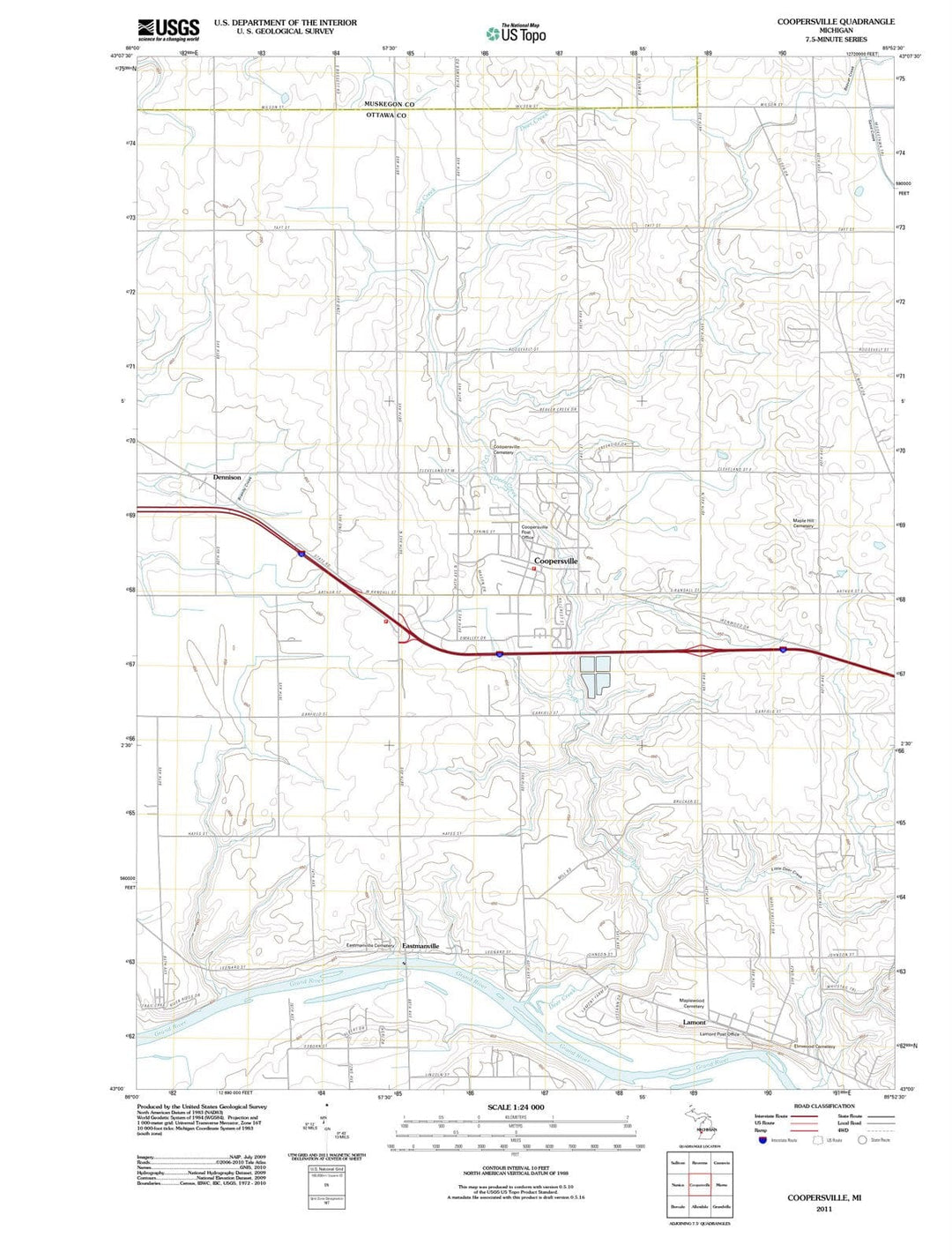 2011 Coopersville, MI - Michigan - USGS Topographic Map