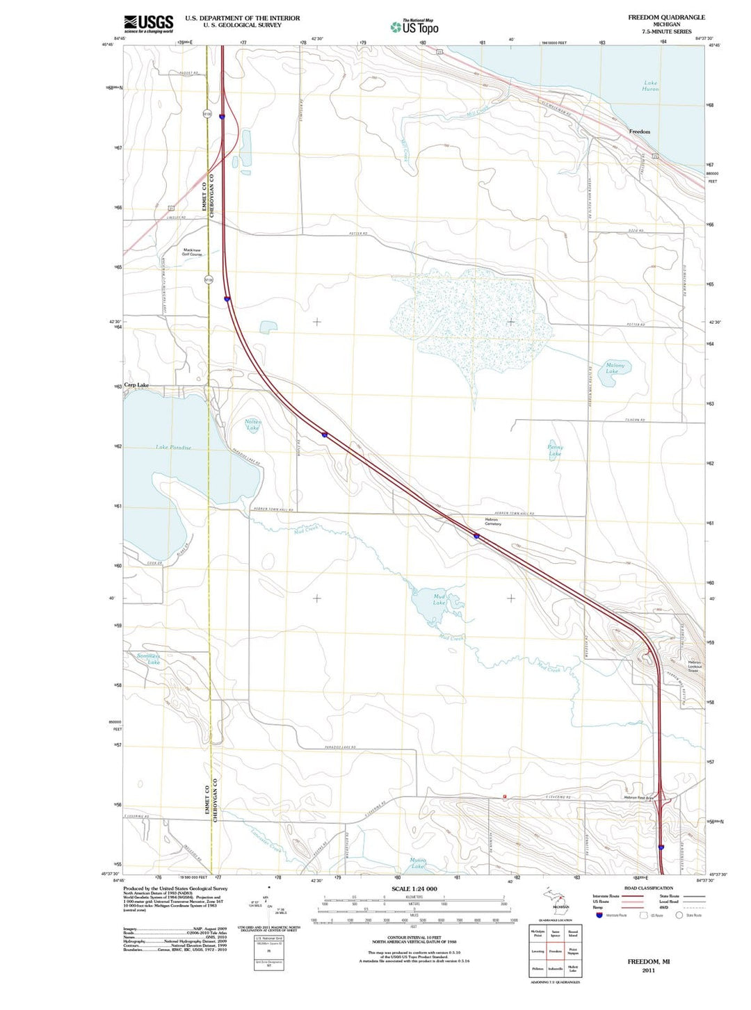 2011 Freedom, MI - Michigan - USGS Topographic Map
