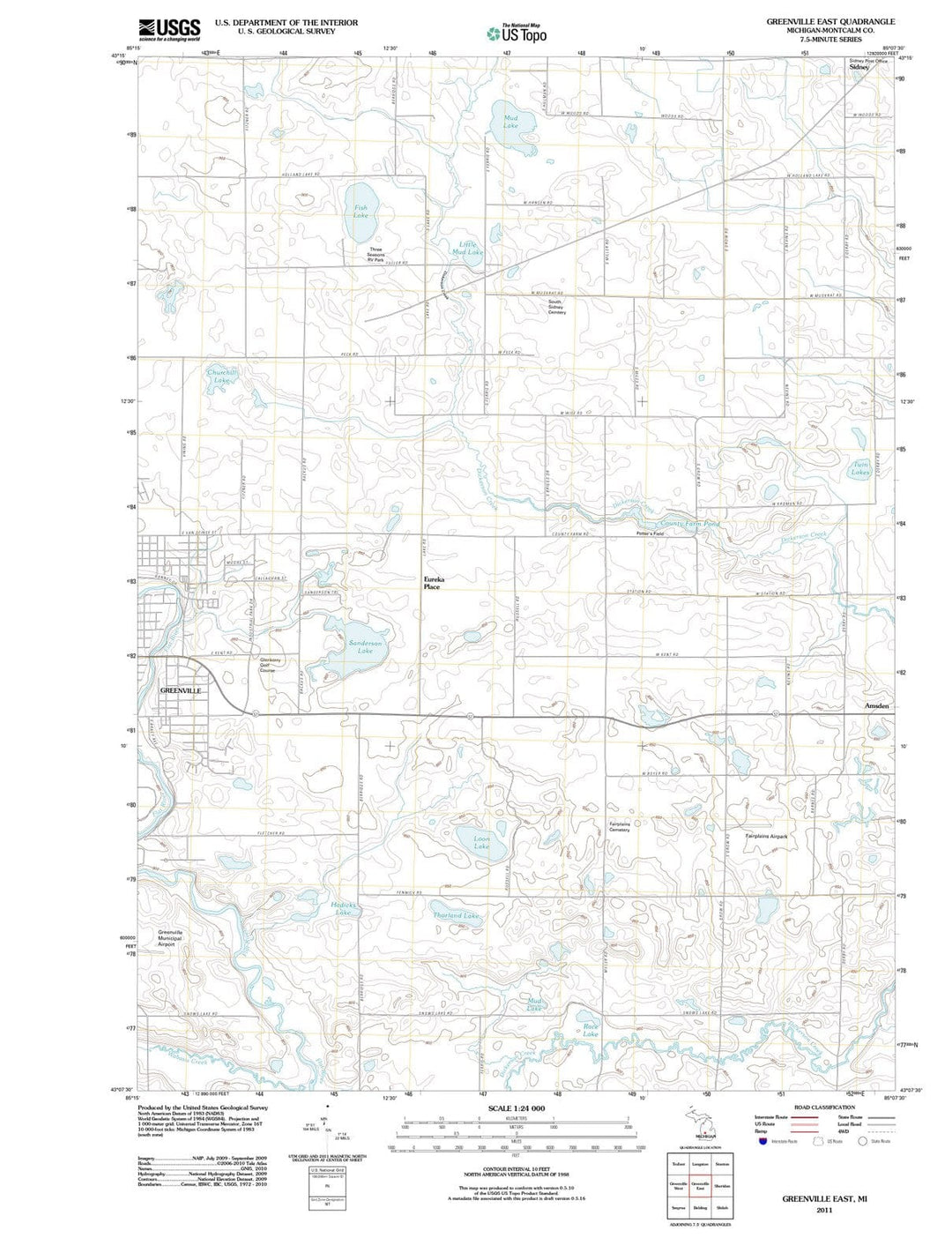 2011 Greenville East, MI - Michigan - USGS Topographic Map
