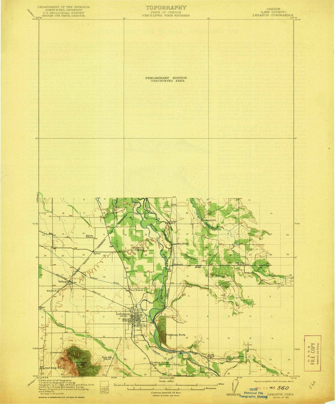 1921 Lebanon, OR - Oregon - USGS Topographic Map