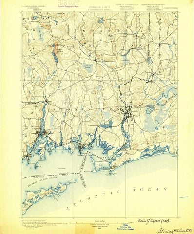 1889 Stonington, CT - Connecticut - USGS Topographic Map