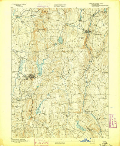 1892 Tolland, CT - Connecticut - USGS Topographic Map