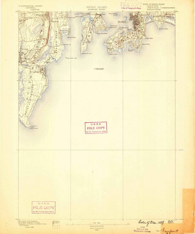 1889 Newport, RI - Rhode Island - USGS Topographic Map