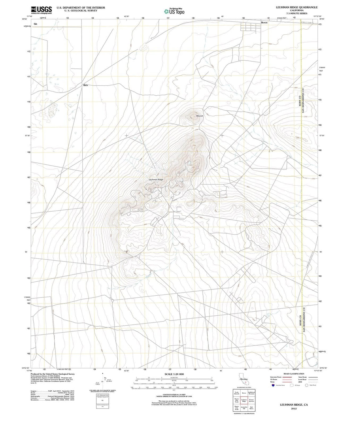 2012 Leuhman Ridge, CA - California - USGS Topographic Map