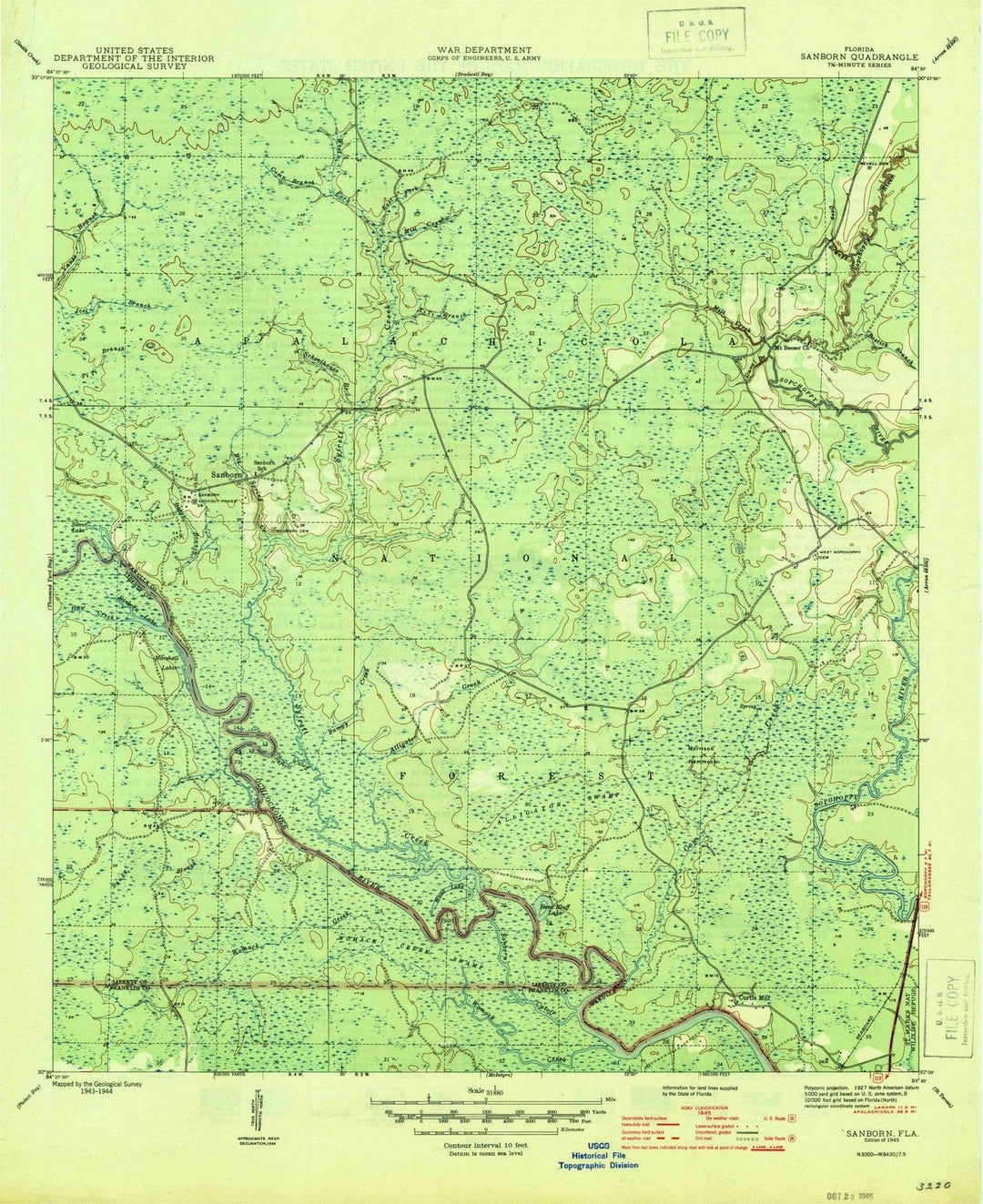 1945 Sanford, FL - Florida - USGS Topographic Map