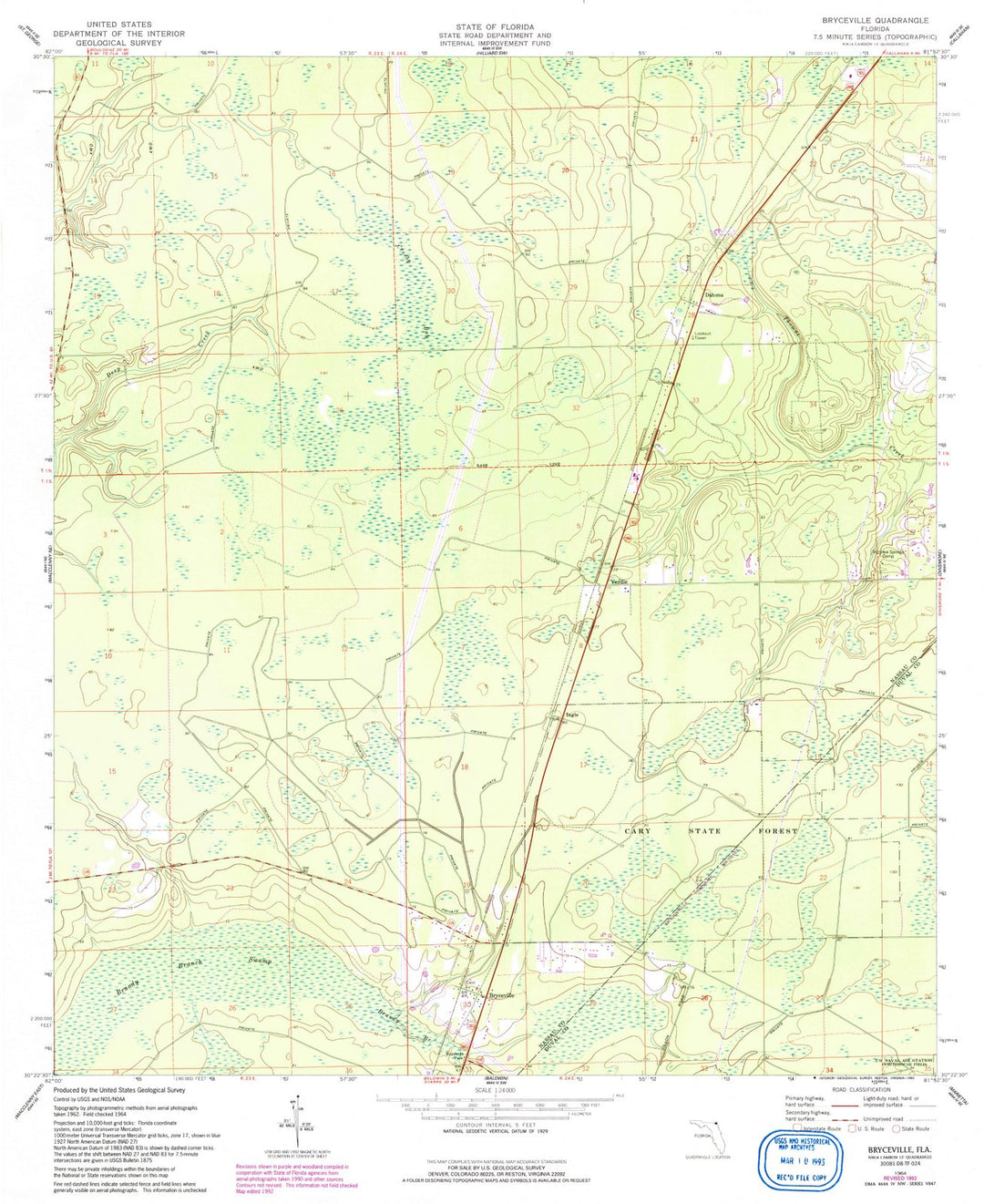 1964 Bryceville, FL - Florida - USGS Topographic Map
