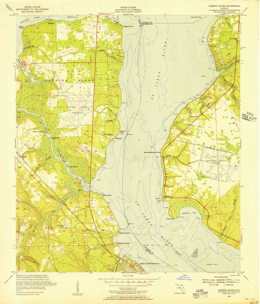 1952 Fleming Island, FL - Florida - USGS Topographic Map